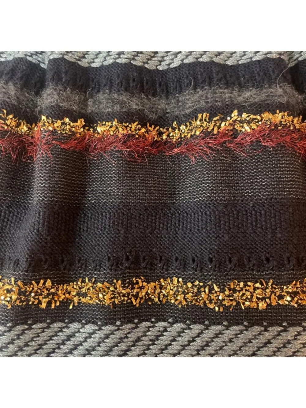 Tory Burch Tinsel Merino Wool Alpaca Mini Sweater Skirt Sz XS Metallic